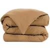 Image de Housse de couette en gaze de coton GAIA - LEFFET PAPILLON - 240x220cm - Boutons bois - Camel