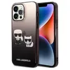 Image de Coque pour iPhone 14 Pro - KARL LAGERFELD - Ikonik Karl & Choupette - Dégradé - Souple - Noir