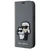 Image de Karl Lagerfeld Coque Booktype iPhone 14 Saffiano Karl & Choupette - TPU et simili cuir Argent