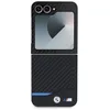 Image de Coque Samsung pour Galaxy Z Flip 6 Modèle Blue Line au Motif Carbone BMW Carbone