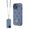 Image de Coque Guess Crossbody 4G Metal Logo avec cordon pour iPhone 15 - Blue