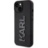 Image de Coque Karl Lagerfeld iPhone 15 effet cuir noir pailleté Karl Glitter - PU/TPU protection compatible recharge sans fil