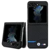 Image de Étui Rigide - BMW - Samsung Galaxy Z Flip 5 F731 - Cuir Naturel - Motif Carbone - Noir
