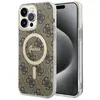 Image de Coque Guess IML 4G MagSafe pour iPhone 15 Pro - Brown