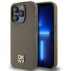 Image de IPhone 15 Pro Max Case - DKNY Leather Pattern Metal Logo MagSafe (DKHMP15XPSHRPSW) - Brown