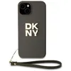Image de Coque - Apple iPhone 14 - Marron - Sangle de Poignet - Logo Métallisé DKNY
