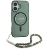 Image de Coque Guess IML Glitter MagSafe avec dragonne de perles pour iPhone 16 Plus - Green