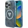 Image de Coque Guess IML Metal Glitter 4G Circle Triangle MagSafe pour iPhone 16 Pro Max - Blue