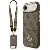 Image de Coque Guess 4G Strass Logo MagSafe avec lanière pour iPhone Air - Brown