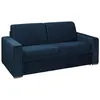 Image de Canapé 3 places convertible express en velours bleu nuit - Couchage 140 cm - Matelas 22 cm avec mémoire de forme CALITO