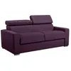 Image de Canapé 3 places convertible express en tissu violet - couchage lattes larges 140 cm - Matelas 22 cm avec mémoire de forme VIZIR