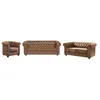 Image de Canapés 3 places 2 places et un fauteuil CHESTERFIELD en microfibre aspect cuir vieilli