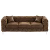 Image de Canapé 3 places chesterfield en microfibre aspect cuir vieilli EDWINA