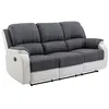 Image de Canapé 3 places relax en microfibre et simili gris et blanc BRODY
