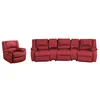 Image de Canapé 3 places et un fauteuil relax en cuir AROMA - Rouge
