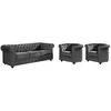 Image de Canapé 3 places et 2 fauteuils CHESTERFIELD - Velours anthracite
