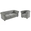 Image de Canapé 3 places et fauteuil CHESTERFIELD - Velours gris clair