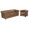 Image de Canapé 3 places et fauteuil CHESTERFIELD en microfibre aspect cuir vieilli