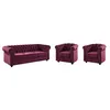 Image de Canapé 3 places et 2 fauteuils CHESTERFIELD - Velours pourpre