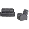 Image de Canapé 3 places et fauteuil relax électrique en tissu gris NEVERS