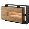 Image de Buffet 3 portes et 3 niches avec LEDs - Coloris : Naturel et anthracite - IDESIA