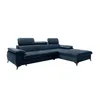 Image de Canapé dangle droit convertible en velours bleu nuit SAMARA