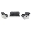 Image de Canapés 3 places 2 places et un fauteuil relax en microfibre et simili gris et blanc BRODY