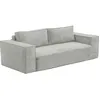 Image de Canapé 3 places convertible express en velours côtelé gris - Couchage 140 cm - Matelas 13 cm avec mémoire de forme - AMELIA