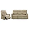 Image de Canapé 3 places et fauteuil relax électrique en tissu taupe NEVERS