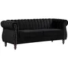 Image de Canapé chesterfield 3 places en velours noir TRUMBO