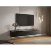 Image de Meuble TV suspendu avec 3 portes en MDF - Noir et Doré - ALESAR