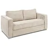 Image de Canapé 3 places convertible express en velours côtelé beige - Couchage à lattes larges 140 cm - Matelas 22 cm avec mémoire de forme