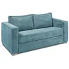 Image de Canapé 3 places convertible express en velours côtelé bleu turquoise - Couchage à lattes larges 140 cm - Matelas 22 cm avec mémoire