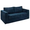 Image de Canapé 4 places convertible express en velours côtelé bleu nuit - Couchage à lattes larges 160 cm - Matelas 22 cm avec mémoire de