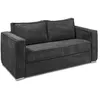 Image de Canapé 4 places convertible express en velours côtelé gris anthracite - Couchage 160 cm - Matelas 14 cm LORETO