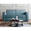 Image de Canapé 4 places convertible express en velours côtelé bleu turquoise - Couchage 160 cm - Matelas 22 cm avec mémoire de forme LORETO