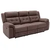 Image de Canapé 3 places relax électrique en microfibre aspect cuir vieilli marron ORTIANO