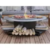 Image de Brasero plancha grill avec range-bûches - L120 x l120 x H40 cm - BARCENA