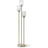 Image de Lampadaire en métal et verre strié - 3 globes - D. 30 x H. 161 cm - Doré - LOUXOR