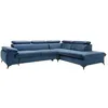 Image de Canapé grand angle droit convertible en velours bleu nuit SAMARA