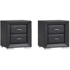 Image de Lot de 2 tables de chevet - 2 tiroirs - Simili noir - CAPITOLE