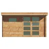Image de Abri de jardin en bois traité par autoclave avec toit plat - 13 m² - épaisseur 28 mm - CORALIO