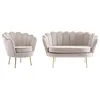 Image de Canapé 2 places et fauteuil coquillage en velours taupe DANDELION