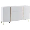 Image de Buffet avec 2 portes et 3 tiroirs - Blanc brillant et Doré - MARZIALO