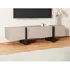 Image de Meuble TV avec 4 portes en MDF - Beige et Noir - LUVONIA