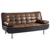 Image de Canapé 3 places convertible clic-clac en microfibre vieilli marron MISHAN II