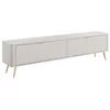 Image de Meuble TV avec 2 portes en MDF - Beige et doré - ELONARIA