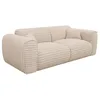 Image de Canapé 3 places convertible express en velours côtelé grosses côtes beige - Couchage 140 cm - Matelas 13 cm mémoire de forme POGNIA
