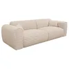 Image de Canapé 4 places convertible express en velours côtelé grosses côtes beige - Couchage 160 cm - Matelas 13 cm mémoire de forme POGNIA