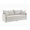 Image de Canapé 3 places convertible en tissu beige avec assise à mémoire de forme SERABA